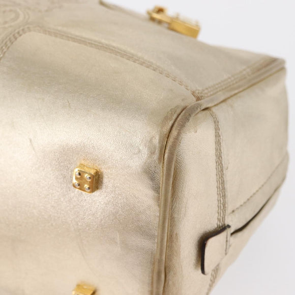 LOEWE Anagram Americana 28 Hand Bag Leather Gold Tone Auth bs32274