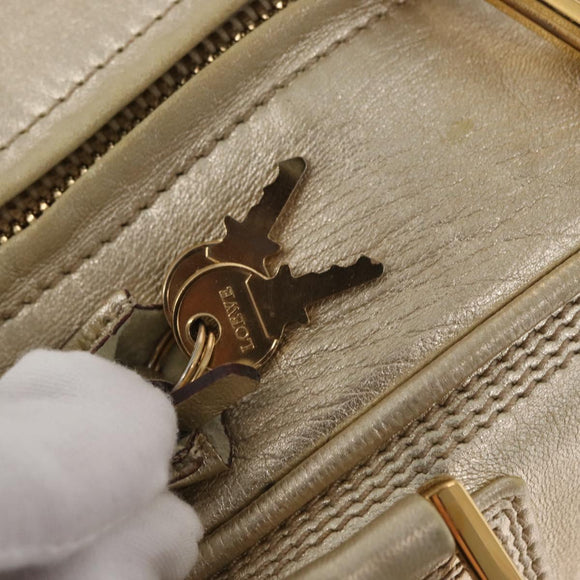 LOEWE Anagram Americana 28 Hand Bag Leather Gold Tone Auth bs32274