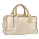 LOEWE Anagram Americana 28 Hand Bag Leather Gold Tone Auth bs32274-1