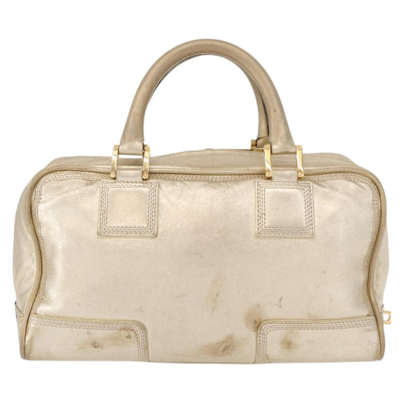 LOEWE Anagram Americana 28 Hand Bag Leather Gold Tone Auth bs32274