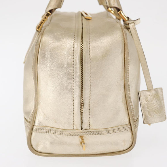 LOEWE Anagram Americana 28 Hand Bag Leather Gold Tone Auth bs32274