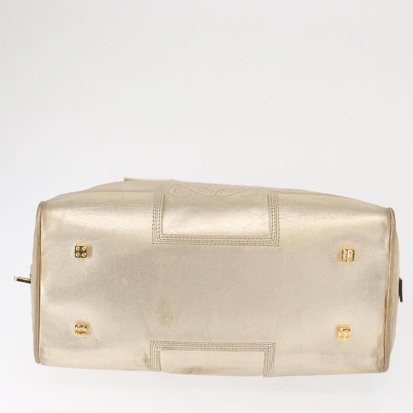 LOEWE Anagram Americana 28 Hand Bag Leather Gold Tone Auth bs32274