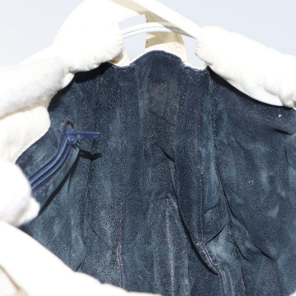 LOEWE Anagram Shoulder Bag Leather White Gold Auth bs32275