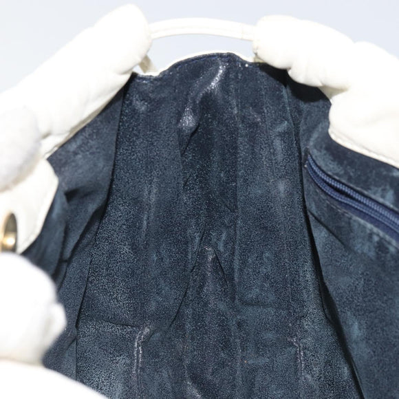 LOEWE Anagram Shoulder Bag Leather White Gold Auth bs32275