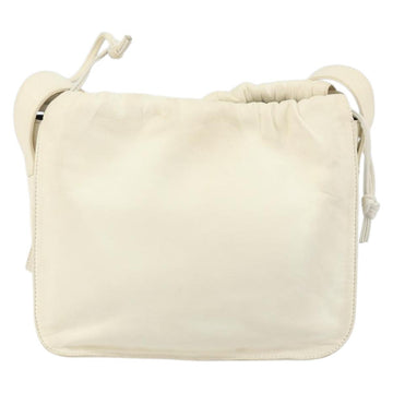 LOEWE Anagram Shoulder Bag Leather White Gold Auth bs32275 - 0