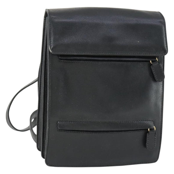 GUCCI Backpack Leather Black Gold Auth bs32276