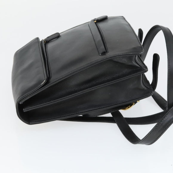 GUCCI Backpack Leather Black Gold Auth bs32276