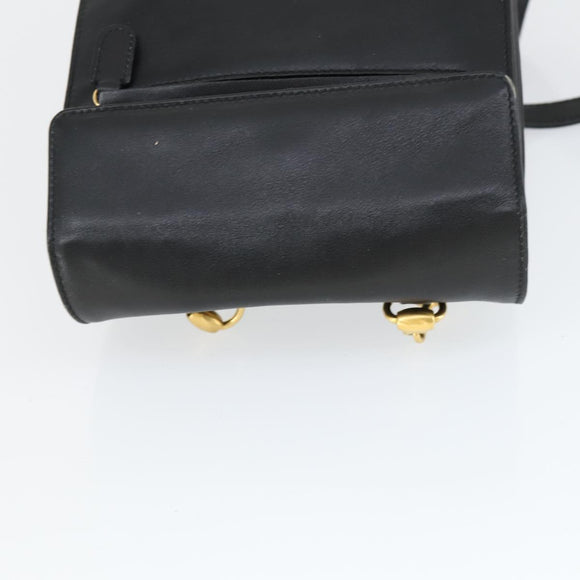 GUCCI Backpack Leather Black Gold Auth bs32276