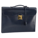 HERMES Kirius Business Bag Leather Navy Gold Auth bs32277-1