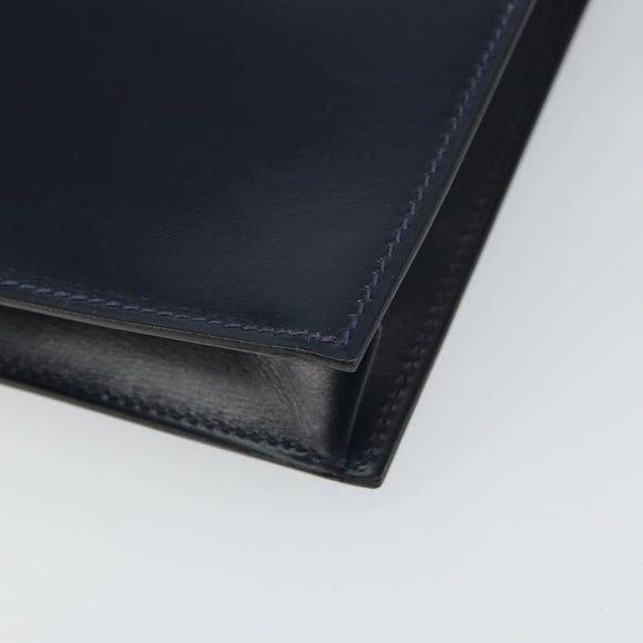 HERMES Kirius Business Bag Leather Navy Gold Auth bs32277