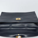 HERMES Kirius Business Bag Leather Navy Gold Auth bs32277-16