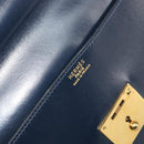 HERMES Kirius Business Bag Leather Navy Gold Auth bs32277-17