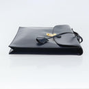 HERMES Kirius Business Bag Leather Navy Gold Auth bs32277-4