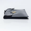 HERMES Kirius Business Bag Leather Navy Gold Auth bs32277-5