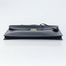 HERMES Kirius Business Bag Leather Navy Gold Auth bs32277-9