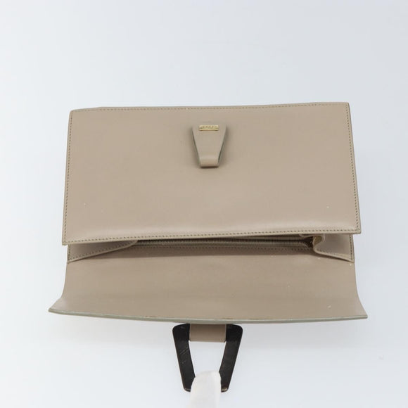 GUCCI Clutch Bag Leather Outlet Beige Gold Auth bs32278