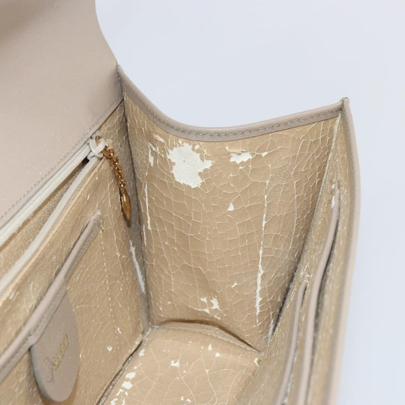 GUCCI Clutch Bag Leather Outlet Beige Gold Auth bs32278