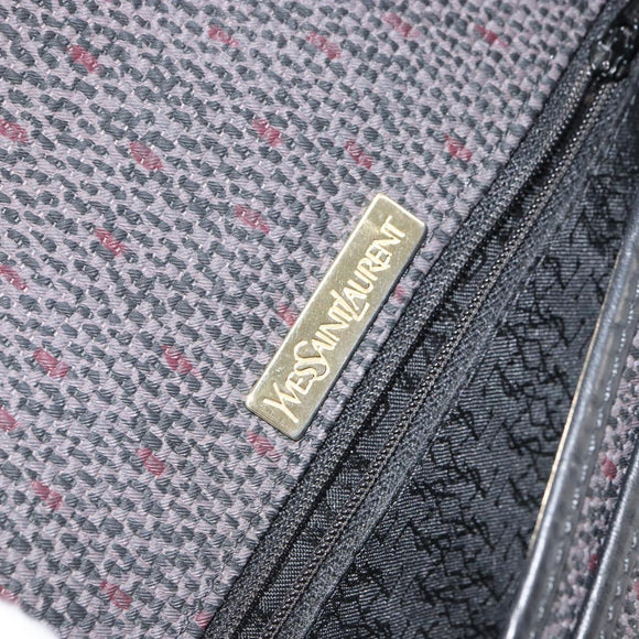 SAINT LAURENT Shoulder Bag Canvas Leather Gray Auth bs32280