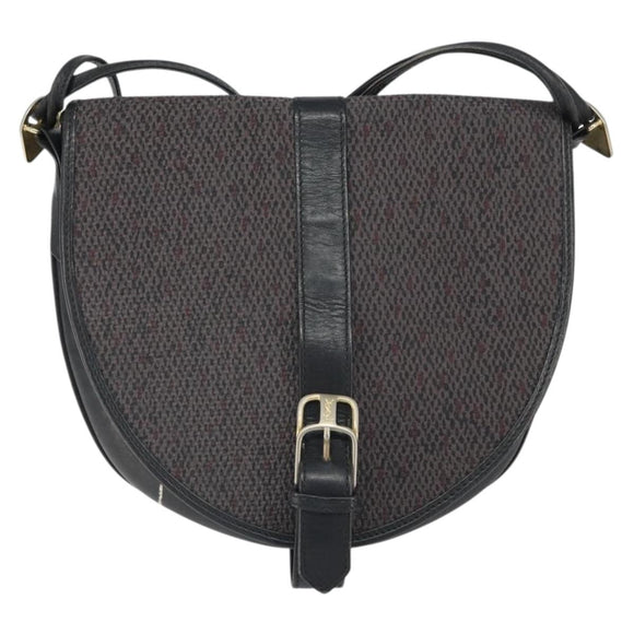 SAINT LAURENT Shoulder Bag Canvas Leather Gray Auth bs32280