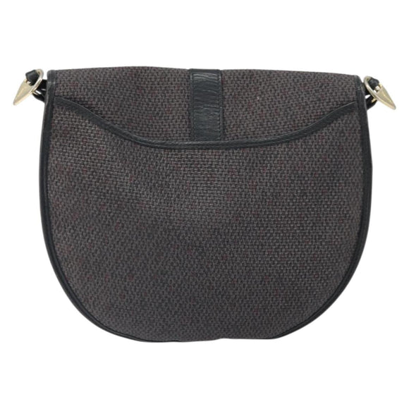 SAINT LAURENT Shoulder Bag Canvas Leather Gray Auth bs32280