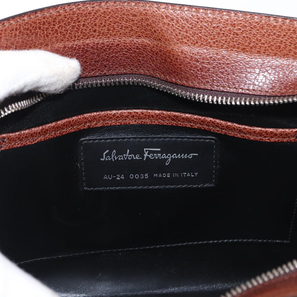 Salvatore Ferragamo Clutch Bag Leather Brown Auth bs32282