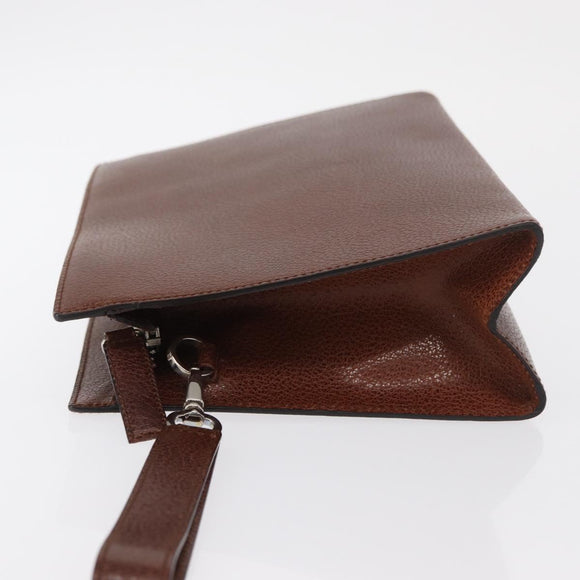 Salvatore Ferragamo Clutch Bag Leather Brown Auth bs32282