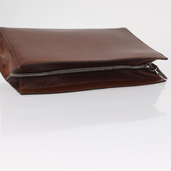 Salvatore Ferragamo Clutch Bag Leather Brown Auth bs32282