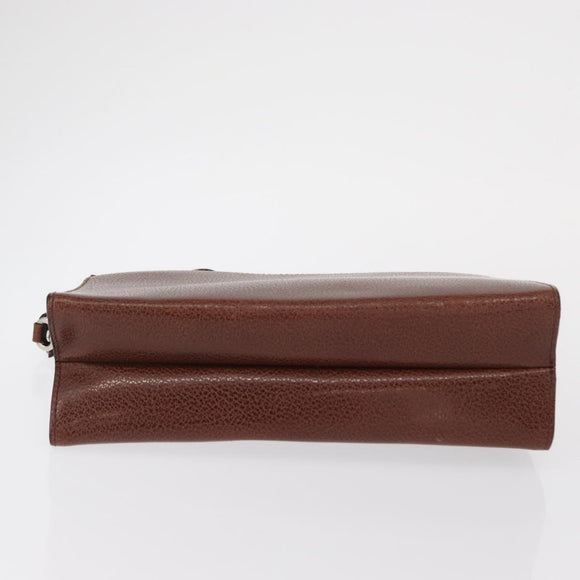 Salvatore Ferragamo Clutch Bag Leather Brown Auth bs32282