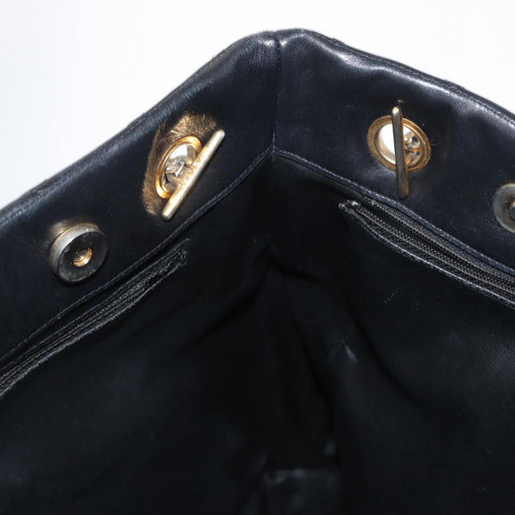 CHANEL Matelasse Chain Shoulder Bag Lamb Skin Black Gold CC Auth bs32292