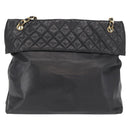 CHANEL Matelasse Chain Shoulder Bag Lamb Skin Black Gold CC Auth bs32292-2