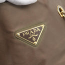 PRADA Chain Shoulder Bag Nylon Khaki Gold Auth bs32294-18