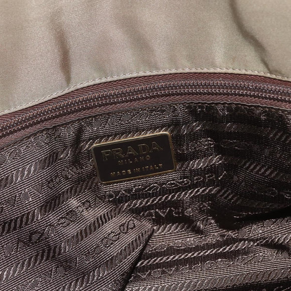 PRADA Chain Shoulder Bag Nylon Khaki Gold Auth bs32294