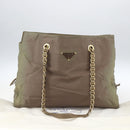PRADA Chain Shoulder Bag Nylon Khaki Gold Auth bs32294-12
