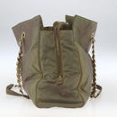 PRADA Chain Shoulder Bag Nylon Khaki Gold Auth bs32294-4