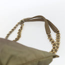 PRADA Chain Shoulder Bag Nylon Khaki Gold Auth bs32294-14