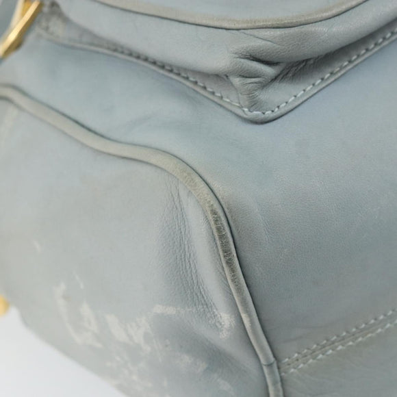 LOEWE Anagram Shoulder Bag Leather Light Blue Gold Auth bs32302