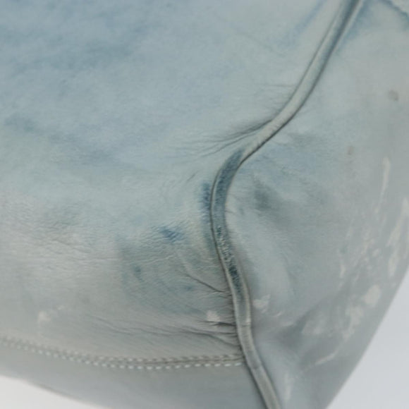 LOEWE Anagram Shoulder Bag Leather Light Blue Gold Auth bs32302