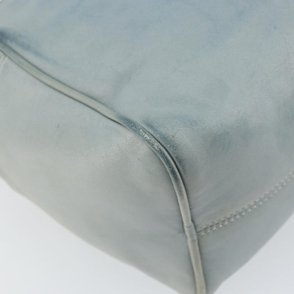 LOEWE Anagram Shoulder Bag Leather Light Blue Gold Auth bs32302