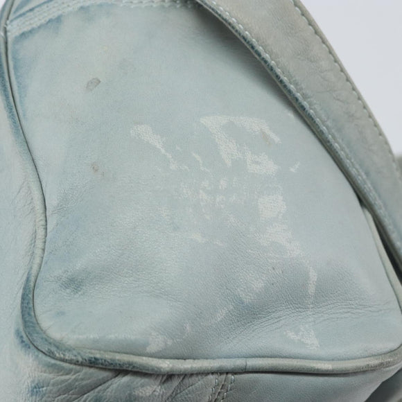 LOEWE Anagram Shoulder Bag Leather Light Blue Gold Auth bs32302