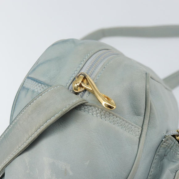 LOEWE Anagram Shoulder Bag Leather Light Blue Gold Auth bs32302