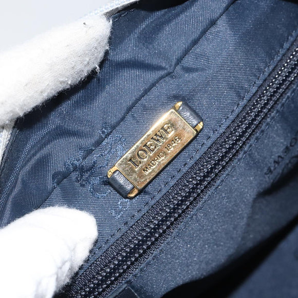 LOEWE Anagram Shoulder Bag Leather Light Blue Gold Auth bs32302