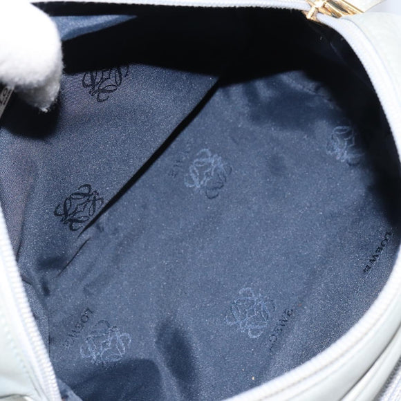 LOEWE Anagram Shoulder Bag Leather Light Blue Gold Auth bs32302