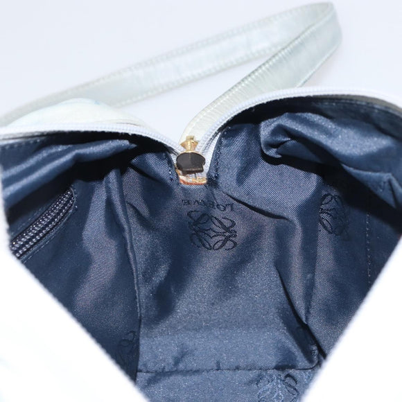 LOEWE Anagram Shoulder Bag Leather Light Blue Gold Auth bs32302