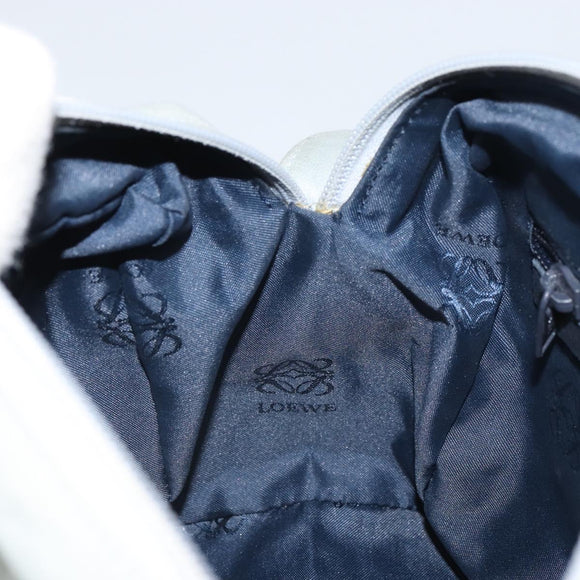 LOEWE Anagram Shoulder Bag Leather Light Blue Gold Auth bs32302