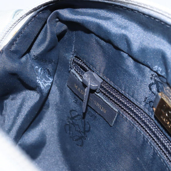 LOEWE Anagram Shoulder Bag Leather Light Blue Gold Auth bs32302