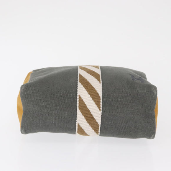 HERMES Jimetu Jumping Pouch Canvas Gray Auth bs32304