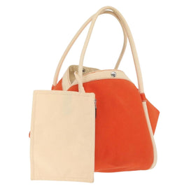 HERMES Sac Baga GM Tote Bag Canvas Orange Silver Auth bs32305
