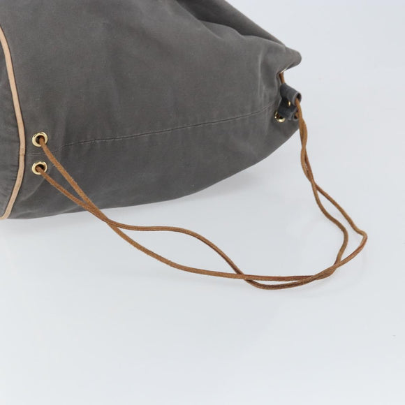 HERMES Porochon Mimil GM Shoulder Bag Canvas Gray Auth bs32306