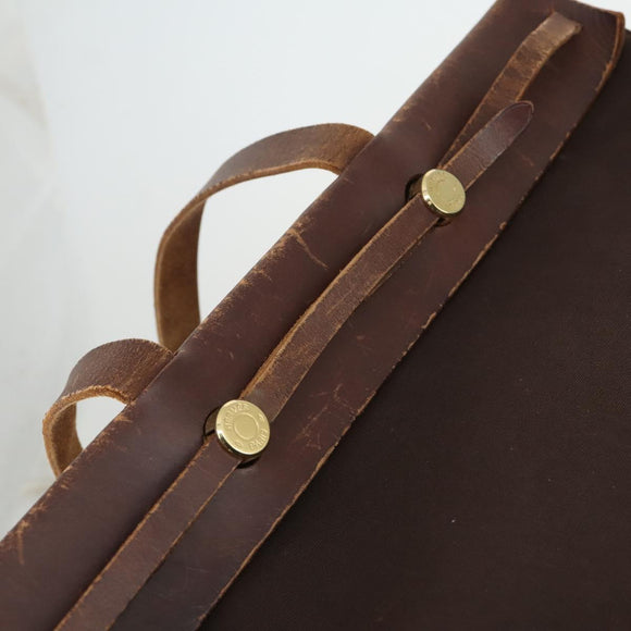 HERMES Herbag Cabas MM Hand Bag Canvas Leather Gold Brown Auth bs32307