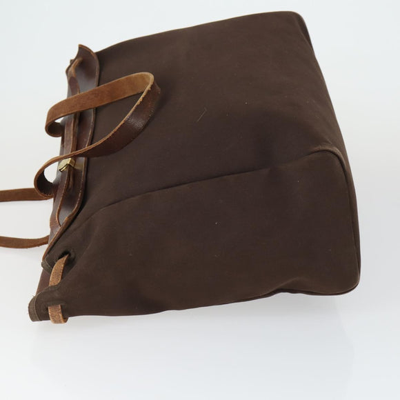 HERMES Herbag Cabas MM Hand Bag Canvas Leather Gold Brown Auth bs32307